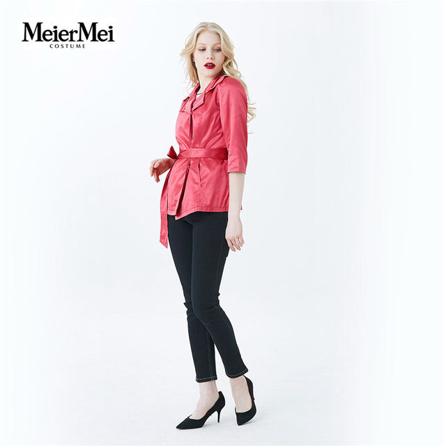 Rose beauty fashion temperament slim short windbreaker spring and autumn long-sleeved brand counter jacket MCFO08530