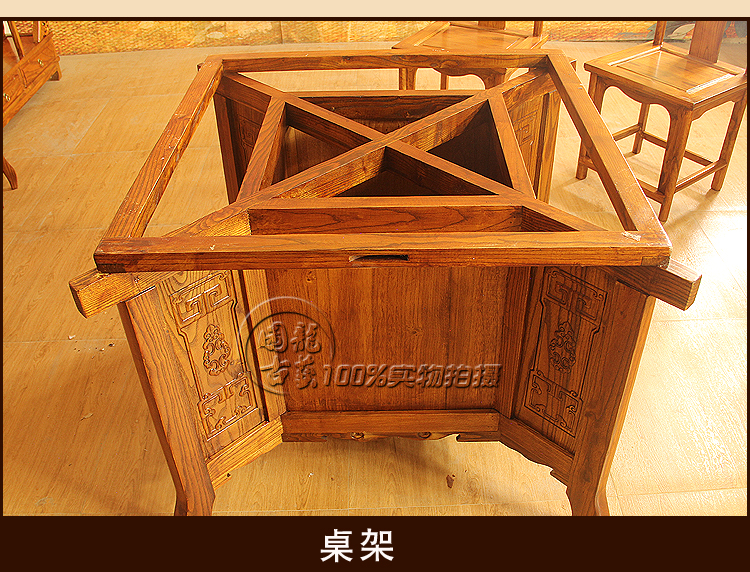 Ming và Qing cổ gỗ tròn bàn nội thất cổ bàn ăn và ghế kết hợp Trung Quốc Elm khách sạn hộp tròn bàn tròn 1,6 m - Nội thất khách sạn tu ao dep