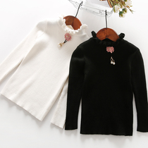 Girl 2021 New Great Boy Dress Foreign Air Black Thin Sweater Half High Collar Children Fall Slim Fit 100 Hitch Undershirt