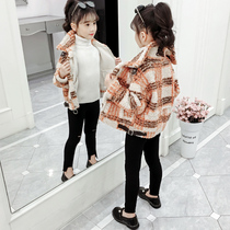 Girl Spring Autumn Clothing 2022 New Children Dress Foreign Air Fashion CUHK Children Children Autumn Winter Short Grain Suede Jacket