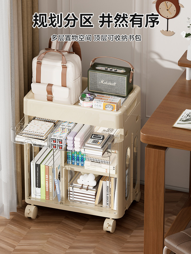 School Bag Storage Rack, Movable Trolley, Book Storage Rack, Multi-Layer Home Storage Solution for School Bags, Under-Desk Cabinet with Wheels