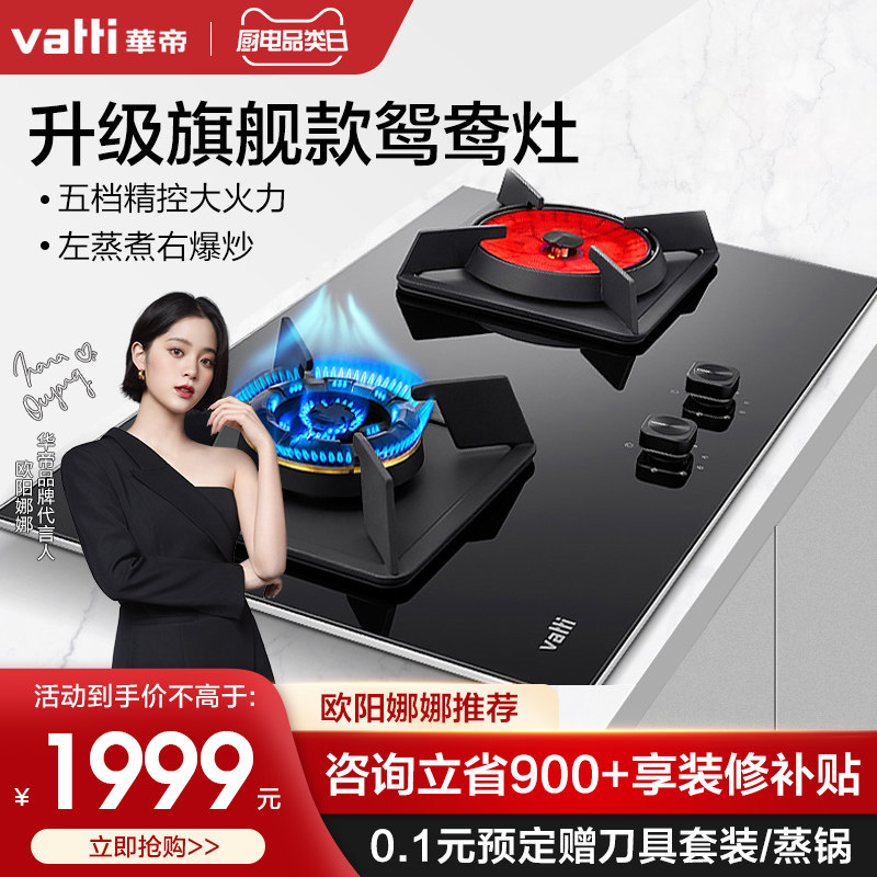 Huatti i10049b energy-concentrating hearth embedding dual-use gas stove gas stove with double mouth gas stove gas embedded mandarin stove