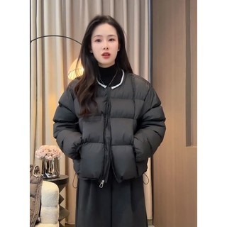 Korean Style Round Neck Short down Jacket for Women 2025 Winter New Design Petite White Duck down Warm Coat Trendy