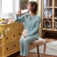 Dịch vụ giam giữ sau sinh bằng vải cotton tinh khiết mùa hè đồ ngủ dài tay dài tay dịch vụ ở nhà cho sản phụ xuất viện 9/8 - Giải trí mặc / Mum mặc