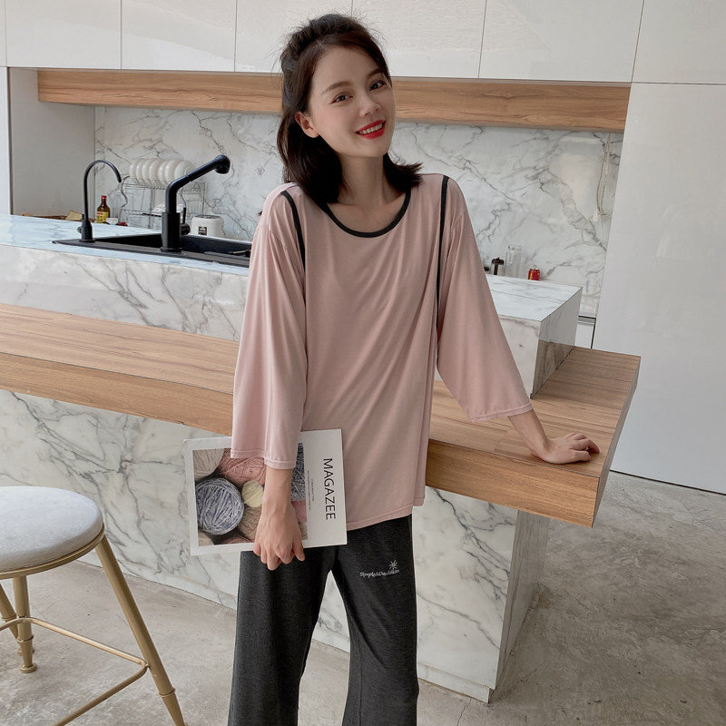 Modal confinement clothing in September postpartum spring and autumn thin section pajamas for pregnant women in October nursing home service suit