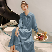 Western age age pregnant women nursing cake dress spring autumn 2021 new long knee shirt long skirt