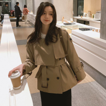 Pregnant woman small man short trench coat coat women Spring and Autumn clothing 2021 Korean version of fashion big belly wear loose top