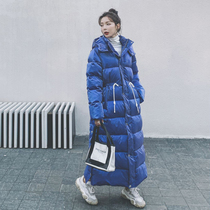 Foreign style pregnant women down cotton jacket winter Korean version 2021 New late pregnancy loose fashion long knee cotton coat