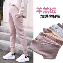 Pregnant women pants autumn and winter pants winter wear bottoming loose fashion trousers plus velvet padded cotton pants Northeast