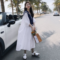 Pregnant women Summer Navy neck dress long dress summer 2021 new long loose thin pregnant women skirt