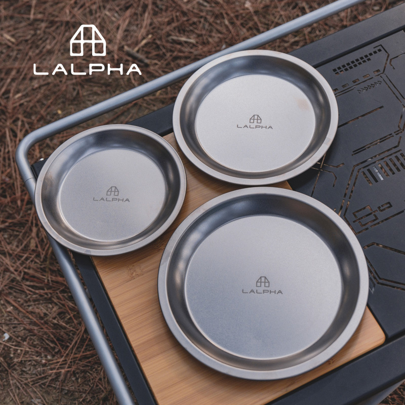 [Special Big Sale] Japanese Lalpha Titanium Plate Three-Piece Set Outdoor Camping Style Picnic Plate Lightweight Fruit Plate