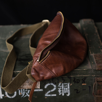 Outdoor camping mini small chest bag portable leather leather running bag tanned cowhide retro casual tooling style