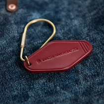 Brass tanned cowhide bag pendant couple gift custom car keychain can be customized LOGO pattern