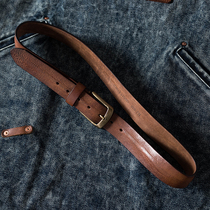 3 8 wide pure leather pure copper solid Buckle Head washed vegetable leather belt feel soft Super Retro natural