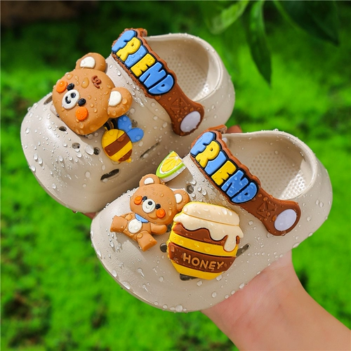 Детские слайдеры, летние нескользящие тапочки, мультяшная детская клубника, мягкая подошва