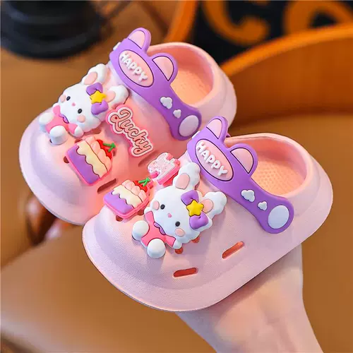 Детские слайдеры, летние мультяшные тапочки, нескользящие туфли, мягкая подошва