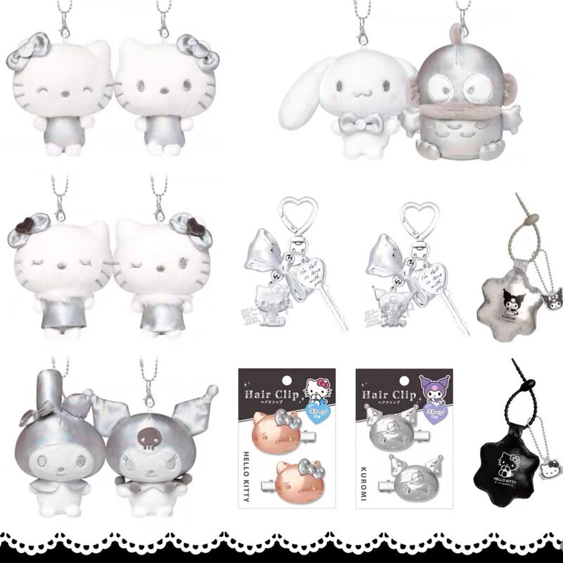 In Stock: January Japan Sanrio Genuine Silver Aurora Face-Hugging Kitty, Cinnamoroll, My Melody Magnetic Pendant
