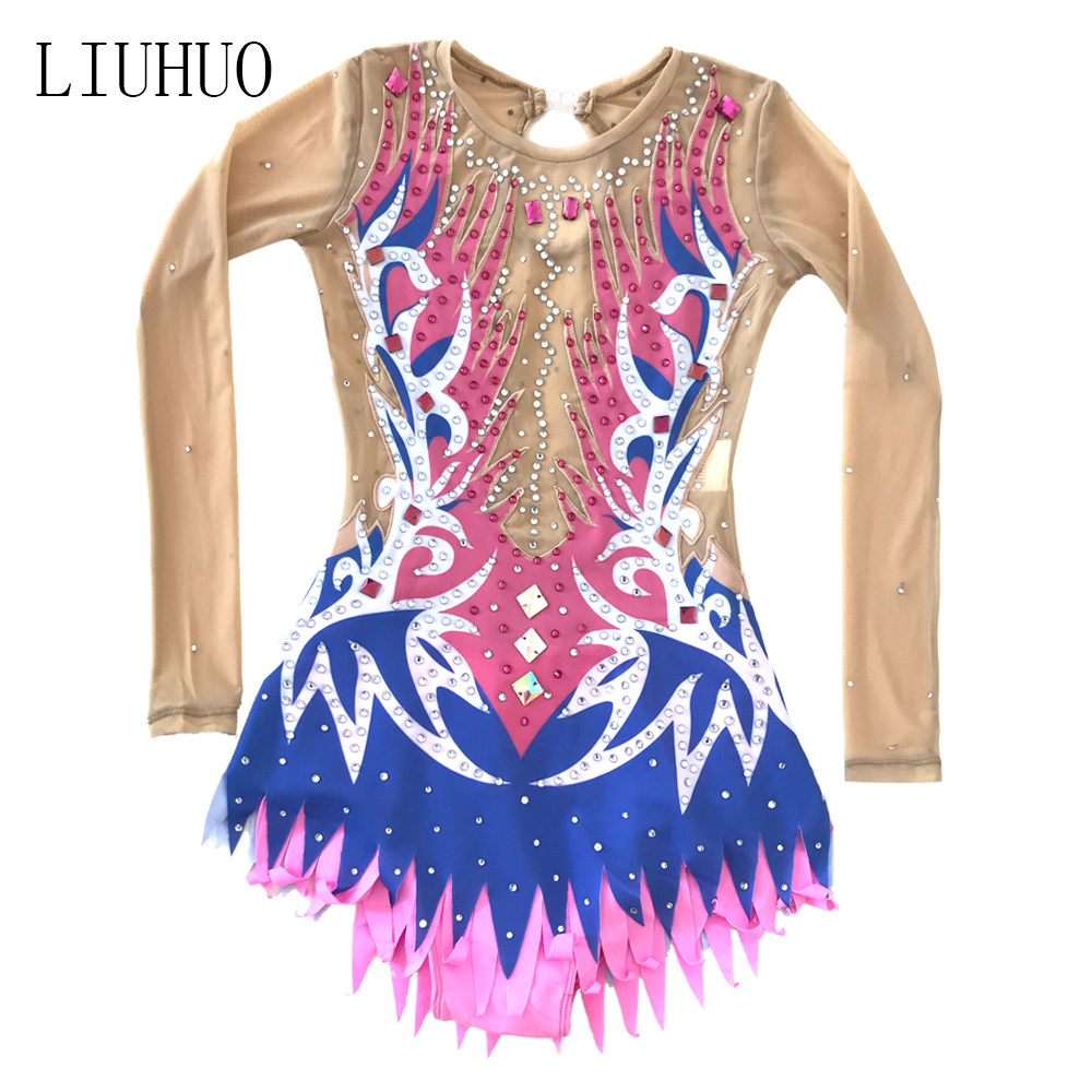 LIUHUO Artistic Gymnastics Examination for Acrobatic Acting Out a cheerleader Gymnastics Competition Suit with Ice Skirt Blue Powder BD515