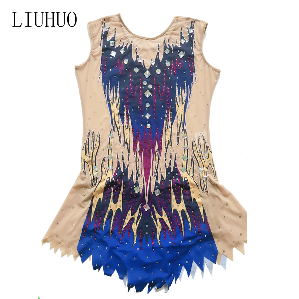 LIUHUO New Blue Student Art Gymnastics Performance Costume Competition Clothing Women Children's Examination Test Contest BD518