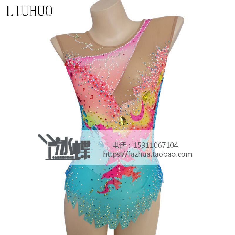 LIUHUO artistic gymnastics clothing cheerleading children's competition clothing competitive gymnastics performance clothing female blue BD1428