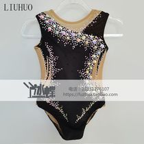 LIUHUO Gymnastique artistique Suit La Gymnastics Competition Clothing Arena Gymnastics Performance Suit Women Children Black BD1662