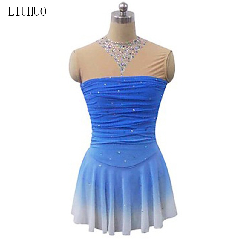 Ice Butterfly Ice Skating Clothing Blue ICE SKATING DRESS COMPETITION SUIT PERFORMANCE CLOTHING Fancy Skating Suit BD156