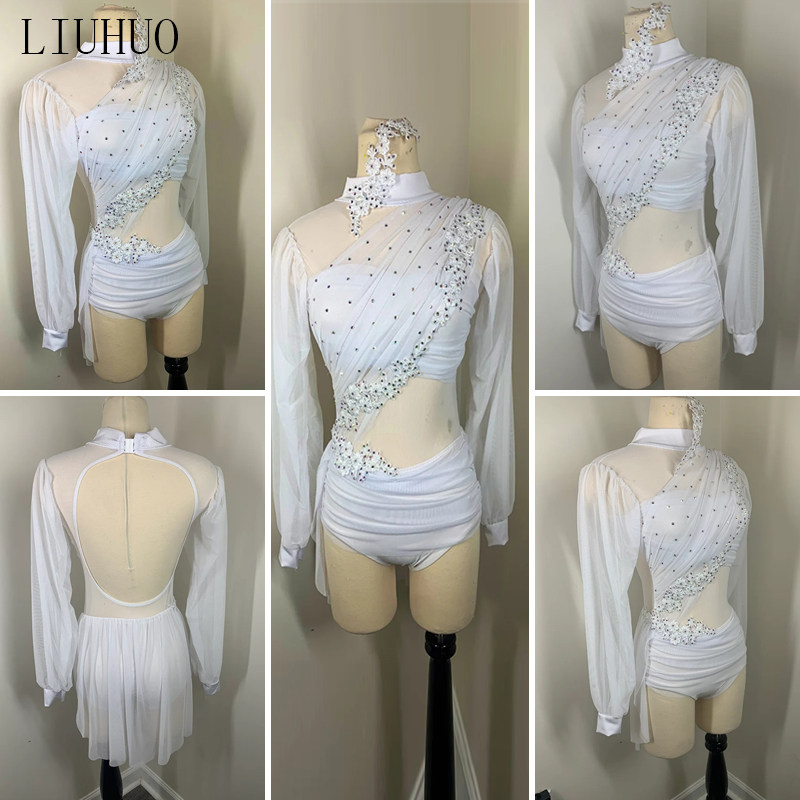 LIUHUO's new female pole dance performance clothes aerial yoga competition clothes acrobatic ring clothes white BD1455