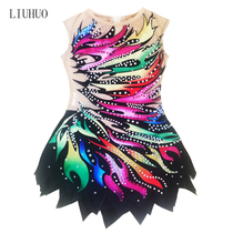 LIUHUO Art Gymnastics Uniform Skills Aerobics Exam Uniform Cheerleading Costume Rose Gradient BD501