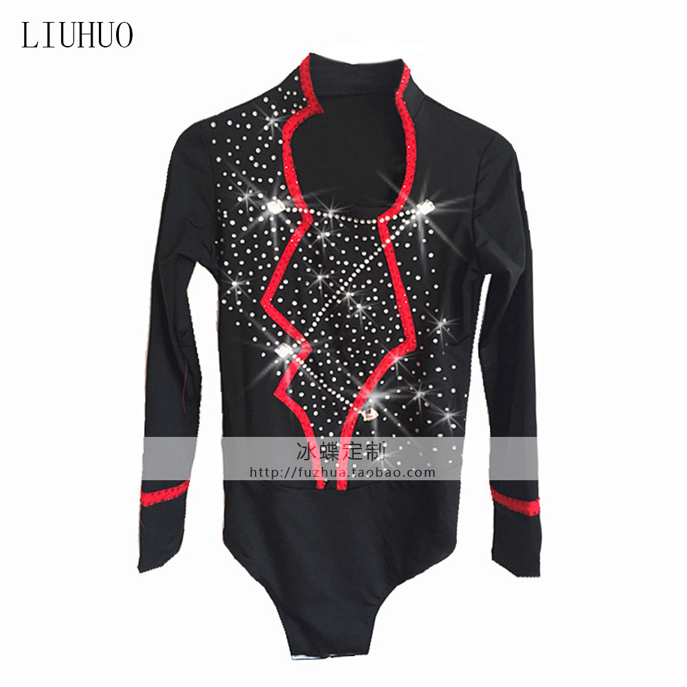 LIUHUO Children's figure skating to serve as an adult performance suit men's art gymnastics suits black BD547