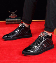 European Station Meadusa Genuine Leather Wave Men Personality Beauty Heads High State Shoes 100 Hitch Rivets Sports Casual High Bunch Shoes Men