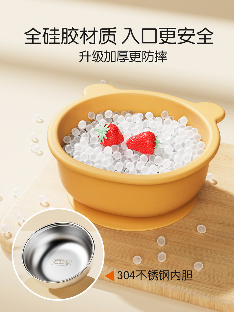 Suction Cup Bowl for Babies, Special Baby Food Bowl, Silicone Anti-Fall, Thickened, Anti-Scalding, Kidsren's Learning to Eat Independently Tableware
