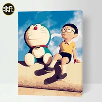 DIY Digital Oil Painting Photos Living-room Landscape Floral Cartoon Animation with Doraemon A Dream Fill digital hand-painted oil color painting