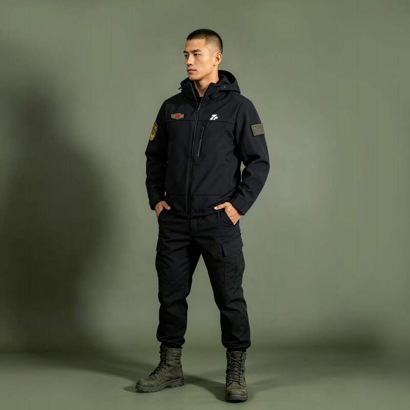 New Model of Lifu Hooded Softshell Windbreaker with Patches, Autumn and Winter Scratch-Resistant and Waterproof, Single-Layer with Fleece Lining, Outdoor Windproof Jacket New Model of Lifu Hooded Softshell Windbreaker with Patches, Autumn and Winter Scratch-Resistant and Waterproof, Single-Layer with Fleece Lining, Outdoor Windproof Jacket