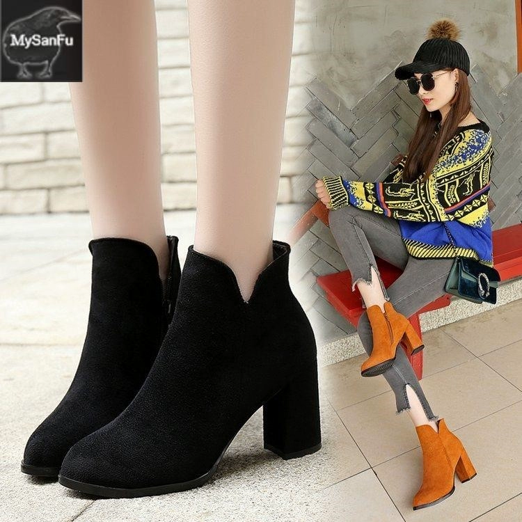 Giày cao gót dành cho nữ mùa đông WoMen Wedge gót giày Martin boots1850- - Giày ống