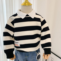 2022 new spring autumn season boy POLO shirt leisure Yangqi striped sweatshirt 5 middle and children 3 baby long sleeve blouses