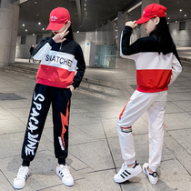 Girls suit Spring and Autumn Korean version of the middle child leisure sportswear Primary School Street Dance 12-year-old girl hip-hop loose tide