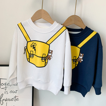 Boy spring sweatshirt 2022 new middle boy 2-year-old baby casual blouse 34567 boy pure cotton cover headshirt