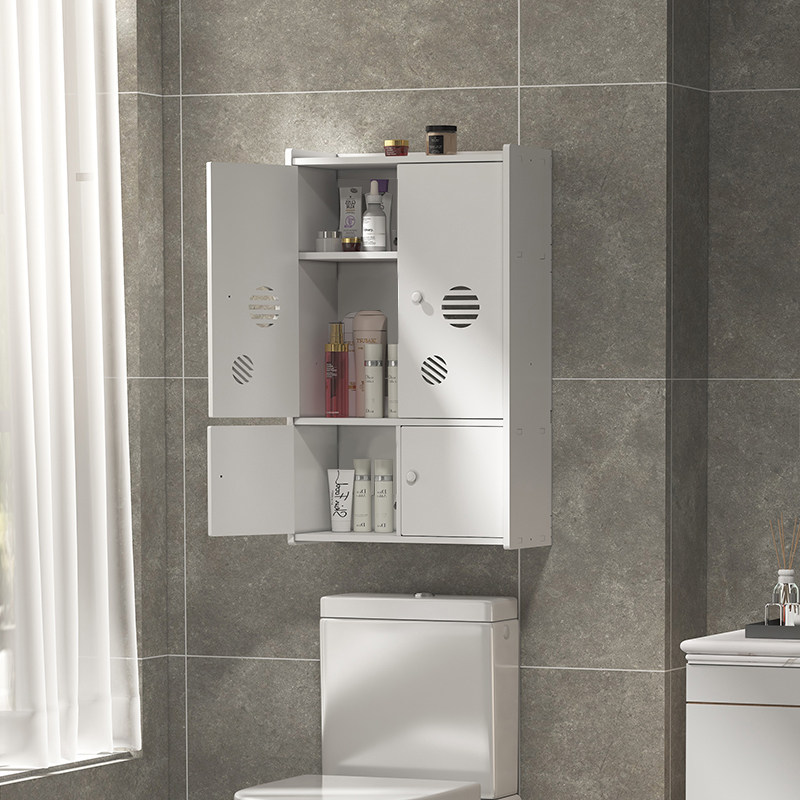 Powder room rack wall-mounted toilet toilet wall multi-functional toilet shelf bathroom free punching storage cabinet