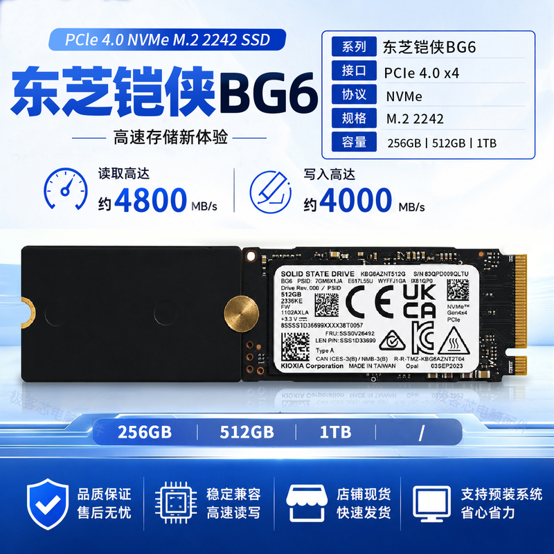 Kioxia Toshiba Bg6 Bg5 Bg4 256g 512g 1t 2242 Nvme M.2 Solid State Drive