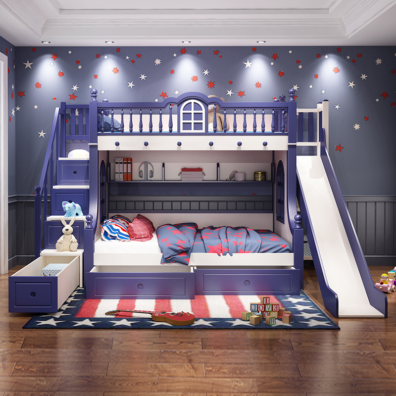 All solid wood children's bed bunk bed bunk wooden bed high and low bed bunk bed mother-in-law bed castle princess bed slide