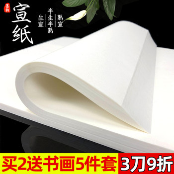 Moyun Semi-Raw Xuan Paper for Calligraphy, Special Paper for Traditional Chinese Painting, Raw Xuan Paper for Brush Calligraphy Practice, Raw Xuan Paper for Practice Artwork, 133.2cm Full Sheets, Three-Fold, Double-Fold, Semi-Raw Xuan Paper, 199.8cm for Beginners in Traditional Chinese Painting