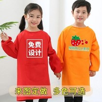 Child drawing hood painting CUHK Tong Anti-wearing hood Long sleeves Child custom Kindergarten apron Apron Baking Logo