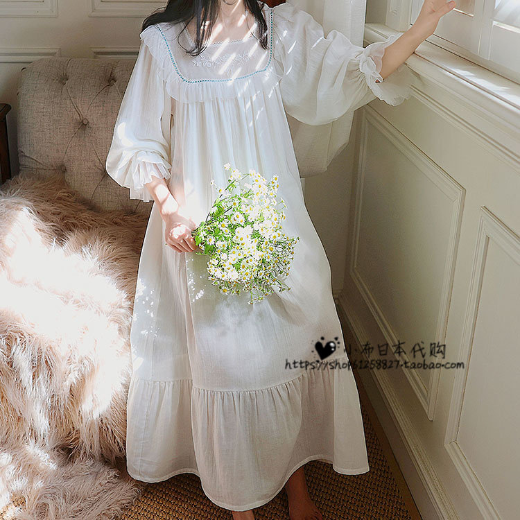 Japan Gelato Summer Princess Home Costume Palace Wind Sleeping Dress Pure Cotton Fairy Skirt Long Sleeve Sweet Sleeping Dress