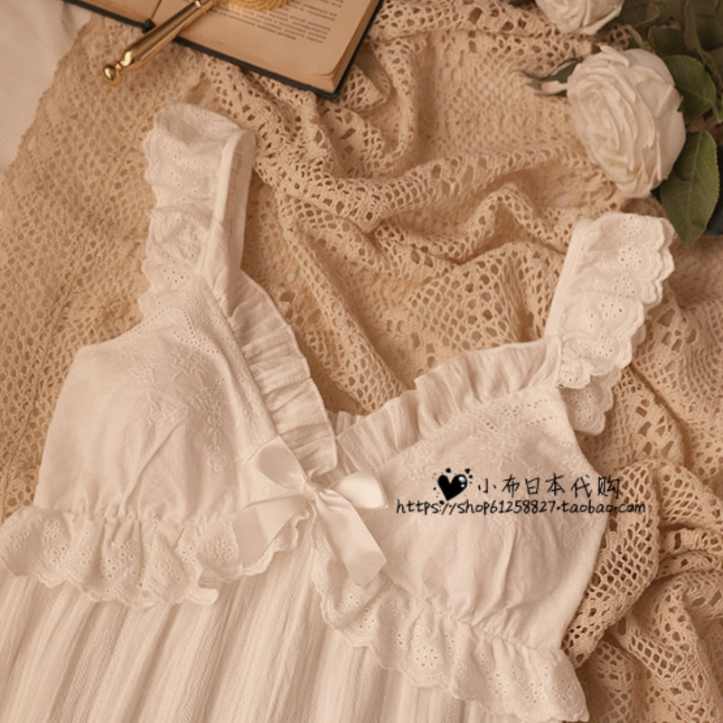 Japanese Gelato Thin style Sexy Harness Pure Cotton Princess Sleep Skirt Woman Summer Sweetness With Chest Cushion Sleepwear Long Skirt Tide