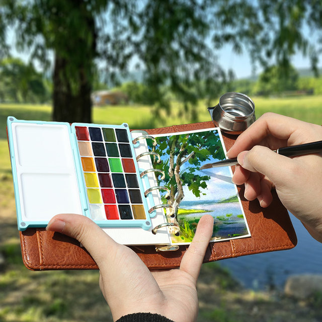 Travel watercolor loose-leaf notebook set