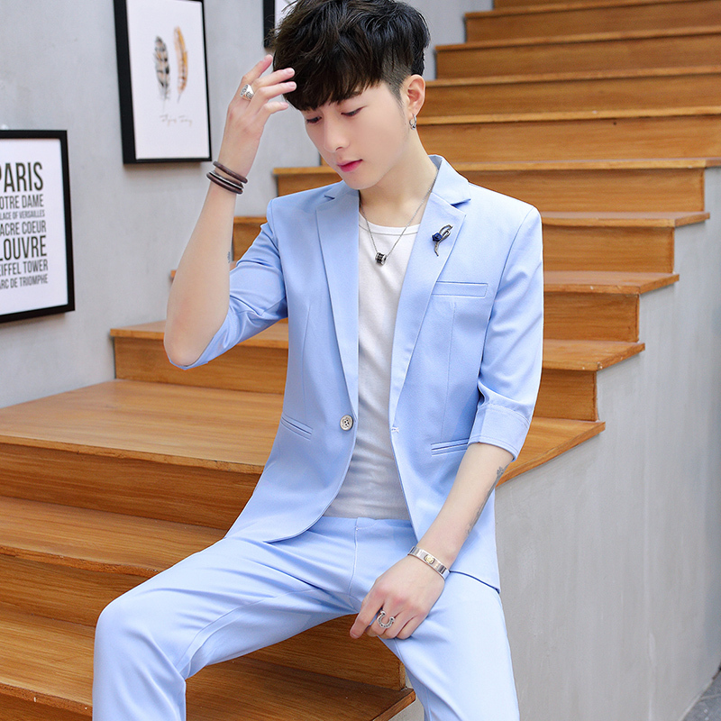13 Junior High School Students 14 Teenagers 15 Boys 16 Suit Formal Wear 17-Year-Old Host Summer Thin Suit Set