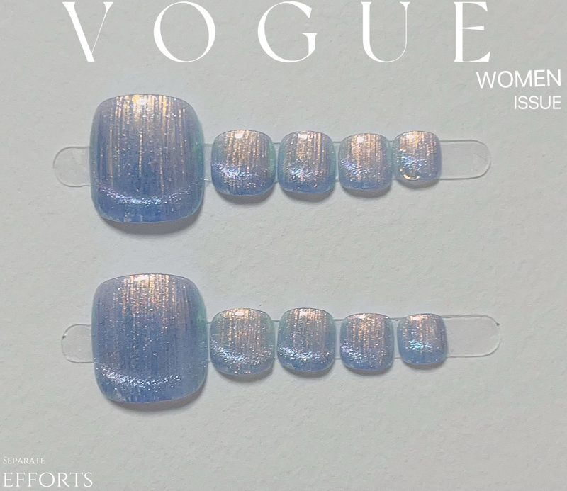 [Blue Mermaid] Summer New Aurora Handmade Wearable Toenails French Style High-End Toenail Patches