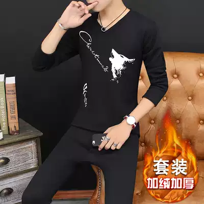 Hot clothing men plus velvet padded suit winter youth students slim autumn clothes sanitary pants can be worn base shirt