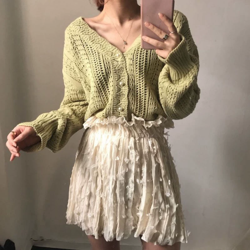 Тонкий осенний кардиган, ажурная вязанаая куртка