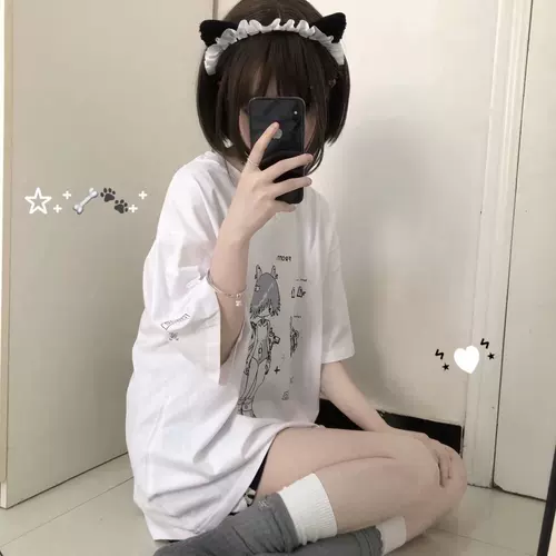 Оригинальная японская милая летняя футболка с коротким рукавом, оверсайз, короткий рукав